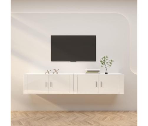 vidaXL Muebles para TV de pared 2 uds blanco brillante 100x34,5x40 cm