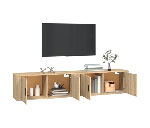 Muebles para TV de pared 2 uds roble Sonoma 100x34,5x40 cm