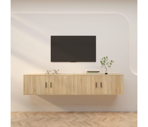 Muebles para TV de pared 2 uds roble Sonoma 100x34,5x40 cm