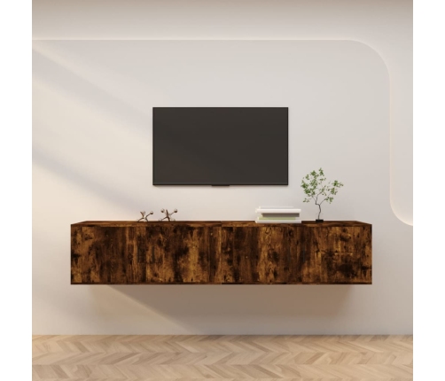 Muebles para TV de pared 2 uds roble ahumado 100x34,5x40 cm