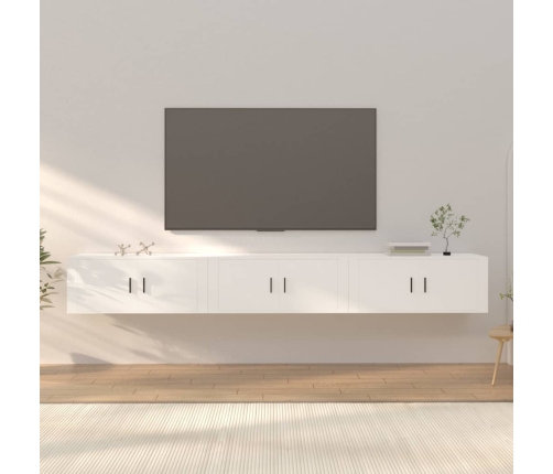 Muebles para TV de pared 3 uds blanco 100x34,5x40 cm