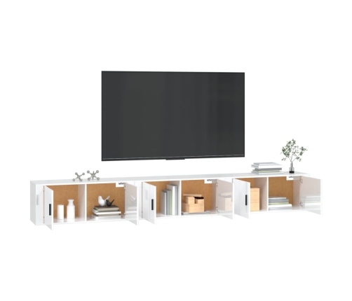 Muebles para TV de pared 3 uds blanco brillante 100x34,5x40 cm