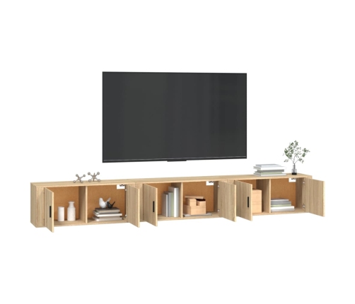 vidaXL Muebles para TV de pared 3 uds roble Sonoma 100x34,5x40 cm