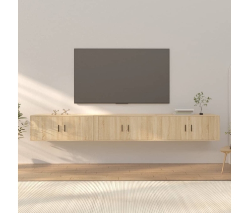 vidaXL Muebles para TV de pared 3 uds roble Sonoma 100x34,5x40 cm