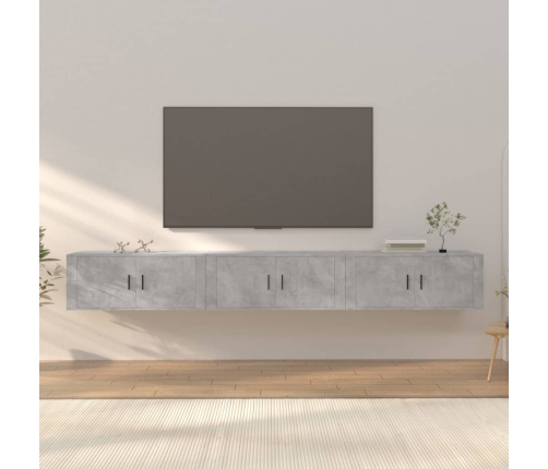 Muebles para TV de pared 3 uds gris hormigón 100x34,5x40 cm