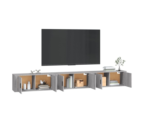 vidaXL Muebles para TV de pared 3 uds gris Sonoma 100x34,5x40 cm