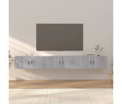 vidaXL Muebles para TV de pared 3 uds gris Sonoma 100x34,5x40 cm