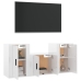 Set de muebles de TV 3 pzas madera contrachapada blanco brillo