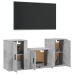 Set de muebles de TV 3 pzas madera contrachapada gris hormigón