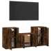 Set de muebles de TV 3 pzas madera contrachapada roble ahumado