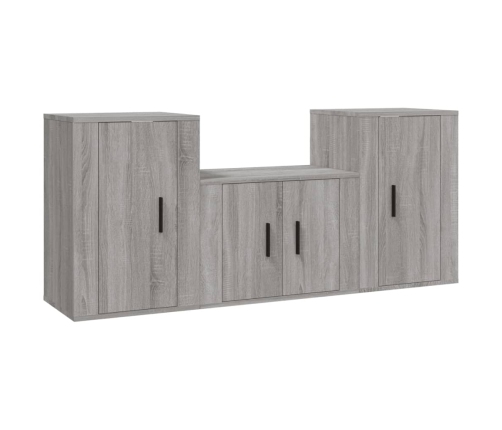 Set de muebles para TV 3 pzas madera contrachapada gris Sonoma