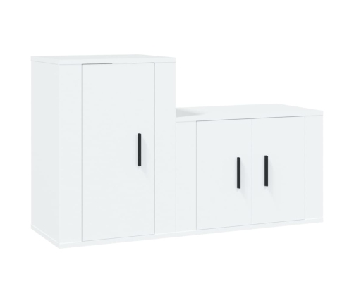 Set de muebles de TV 2 piezas madera contrachapada blanco