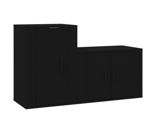 Set de muebles para TV 2 piezas madera contrachapada negro