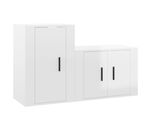 Set de muebles de TV 2 pzas madera contrachapada blanco brillo