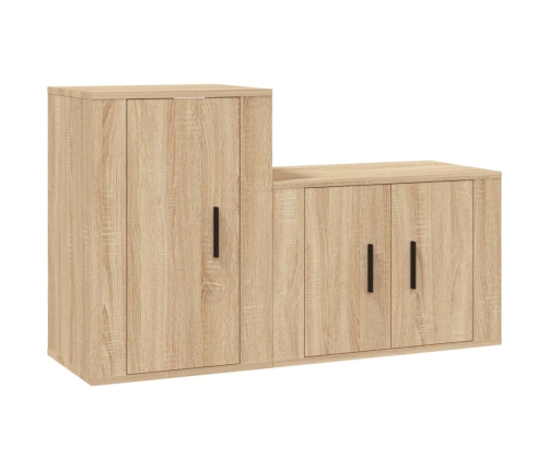 Set de muebles para TV 2 pzas madera contrachapada roble sonoma