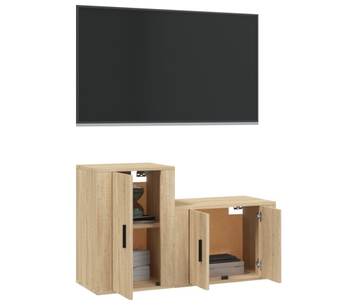 Set de muebles para TV 2 pzas madera contrachapada roble sonoma