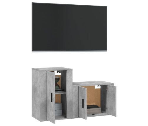 Set de muebles de TV 2 pzas madera contrachapada gris hormigón