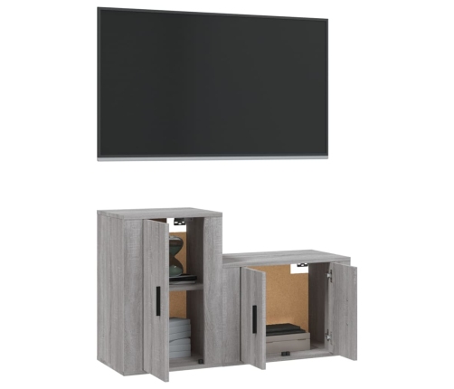 Set de muebles para TV 2 pzas madera contrachapada gris Sonoma