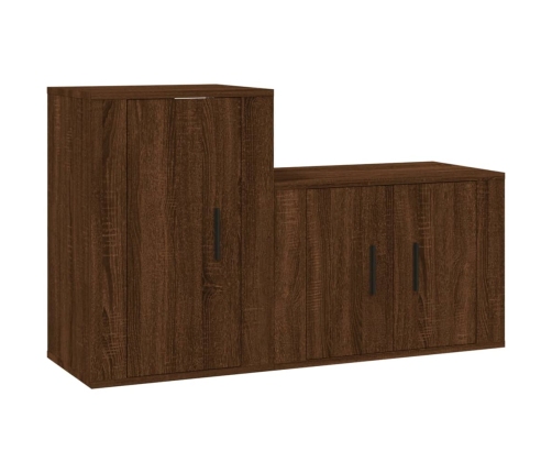 Set de muebles para TV 2 pzas madera contrachapada roble marrón