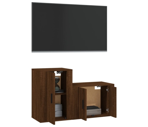 Set de muebles para TV 2 pzas madera contrachapada roble marrón