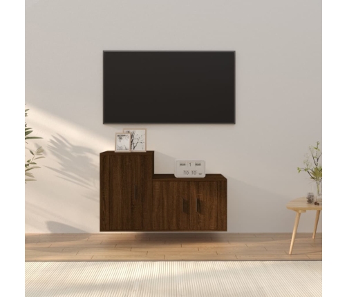 Set de muebles para TV 2 pzas madera contrachapada roble marrón