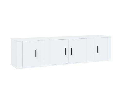 Set de muebles de TV 3 piezas madera contrachapada blanco