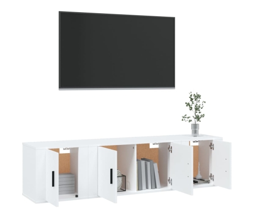 Set de muebles de TV 3 piezas madera contrachapada blanco