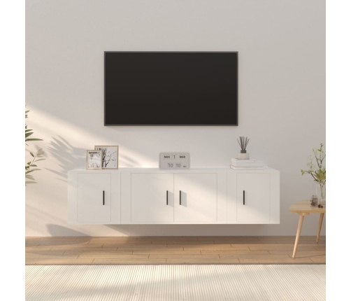 Set de muebles de TV 3 piezas madera contrachapada blanco