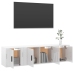 Set de muebles de TV 3 pzas madera contrachapada blanco brillo