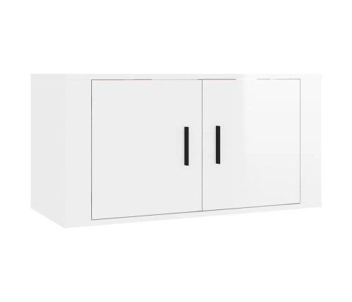 Set de muebles de TV 3 pzas madera contrachapada blanco brillo