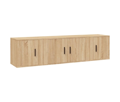 Set de muebles para TV 3 pzas madera contrachapada roble sonoma