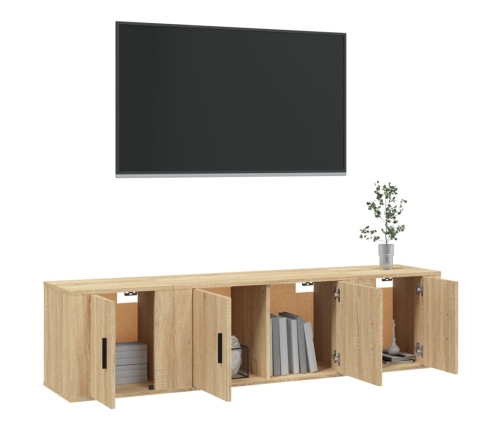 Set de muebles para TV 3 pzas madera contrachapada roble sonoma