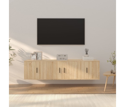 Set de muebles para TV 3 pzas madera contrachapada roble sonoma