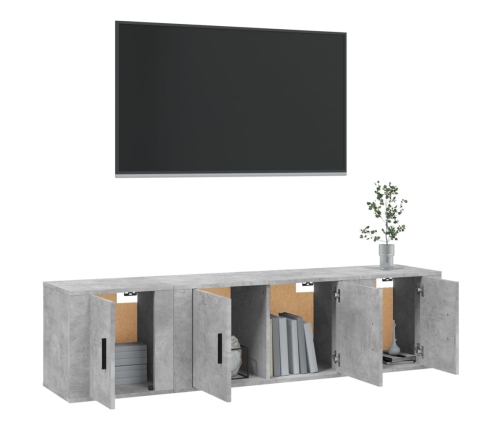 Set de muebles de TV 3 pzas madera contrachapada gris hormigón