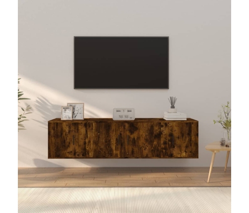 Set de muebles de TV 3 pzas madera contrachapada roble ahumado