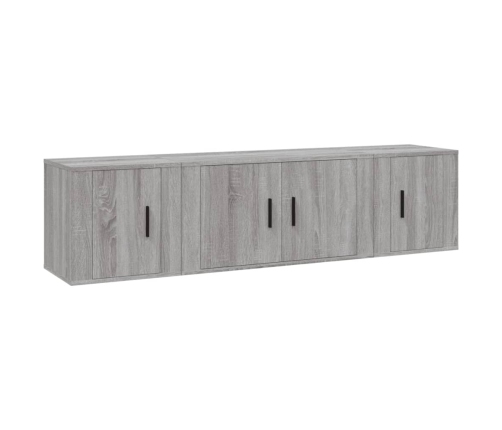 Set de muebles para TV 3 pzas madera contrachapada gris Sonoma