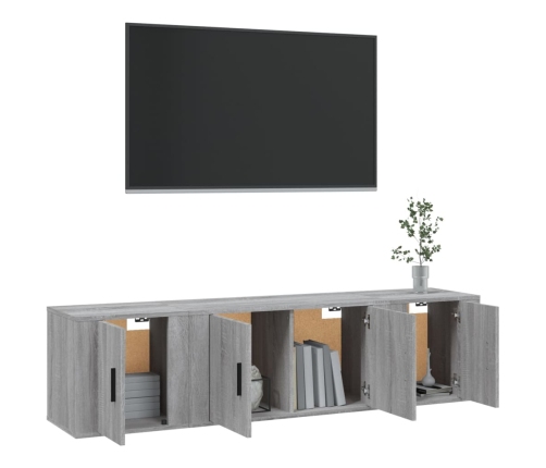 Set de muebles para TV 3 pzas madera contrachapada gris Sonoma