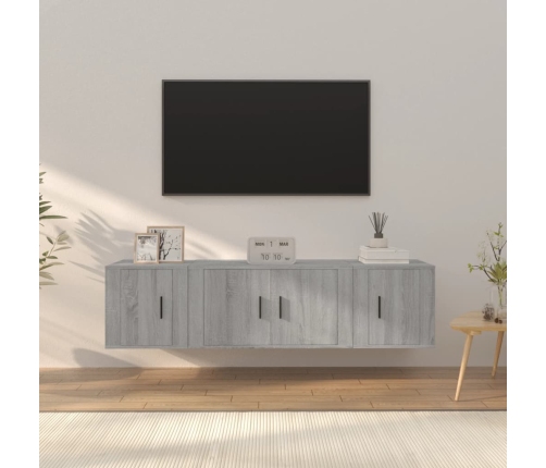 Set de muebles para TV 3 pzas madera contrachapada gris Sonoma