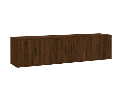 Set de muebles para TV 3 pzas madera contrachapada roble marrón