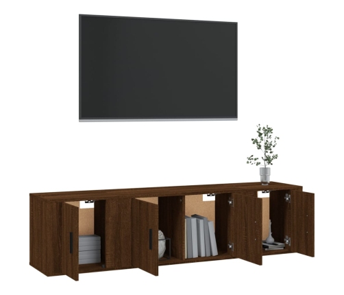 Set de muebles para TV 3 pzas madera contrachapada roble marrón