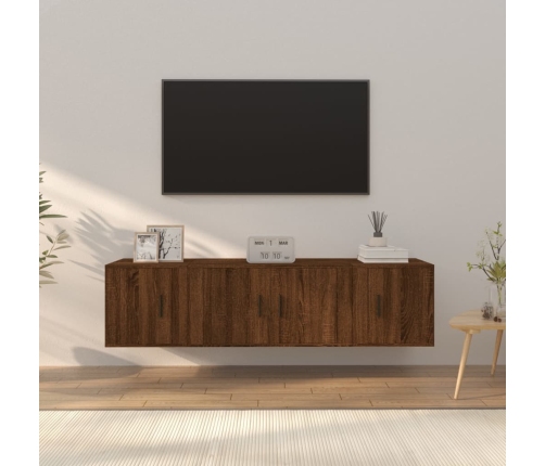 Set de muebles para TV 3 pzas madera contrachapada roble marrón