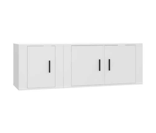 Set de muebles de TV 2 piezas madera contrachapada blanco