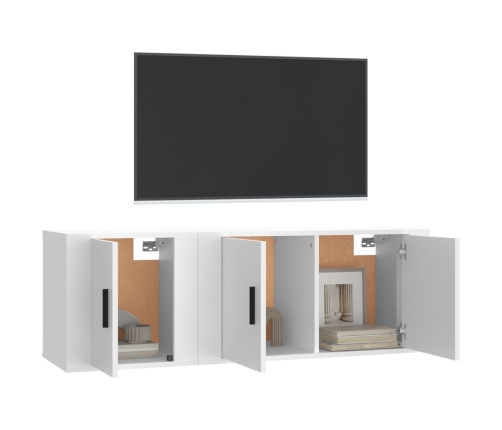 Set de muebles de TV 2 piezas madera contrachapada blanco