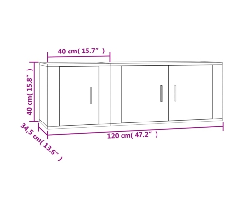 Set de muebles de TV 2 piezas madera contrachapada blanco