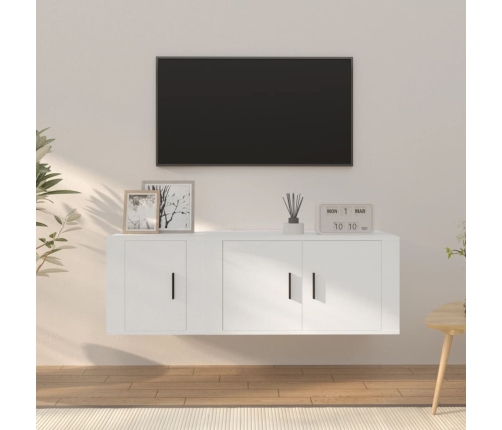 Set de muebles de TV 2 piezas madera contrachapada blanco