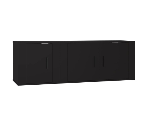 vidaXL Set de muebles para TV 2 piezas madera contrachapada negro