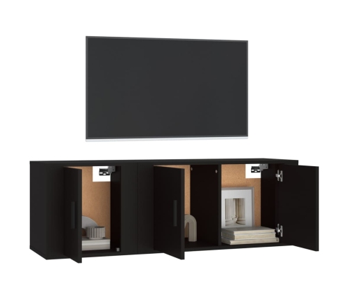 vidaXL Set de muebles para TV 2 piezas madera contrachapada negro