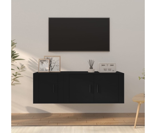 vidaXL Set de muebles para TV 2 piezas madera contrachapada negro