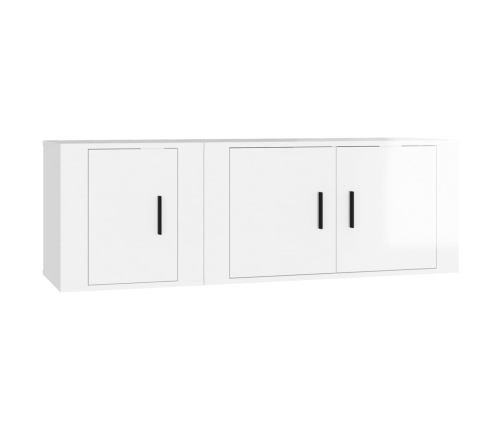 Set de muebles de TV 2 pzas madera contrachapada blanco brillo