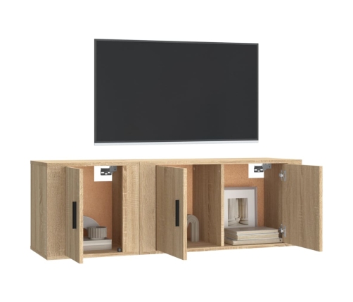 Set de muebles para TV 2 pzas madera contrachapada roble sonoma